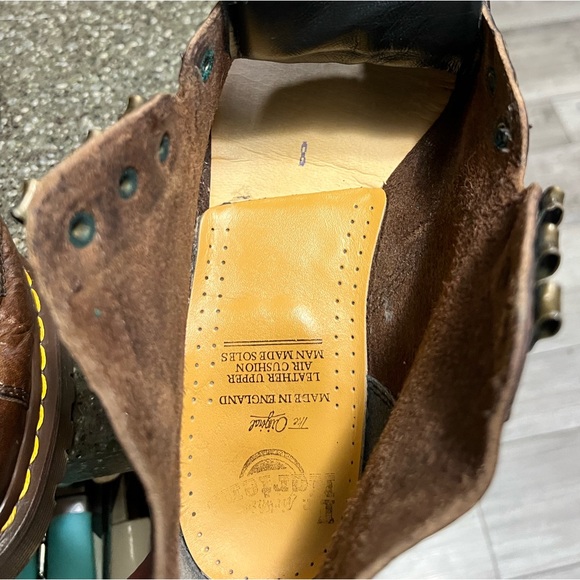 🇬🇧 VINTAGE Rare Dr. Doc Martens Brown Leather 8088 Combat Boots MADE IN ENGLAND - Picture 12 of 13